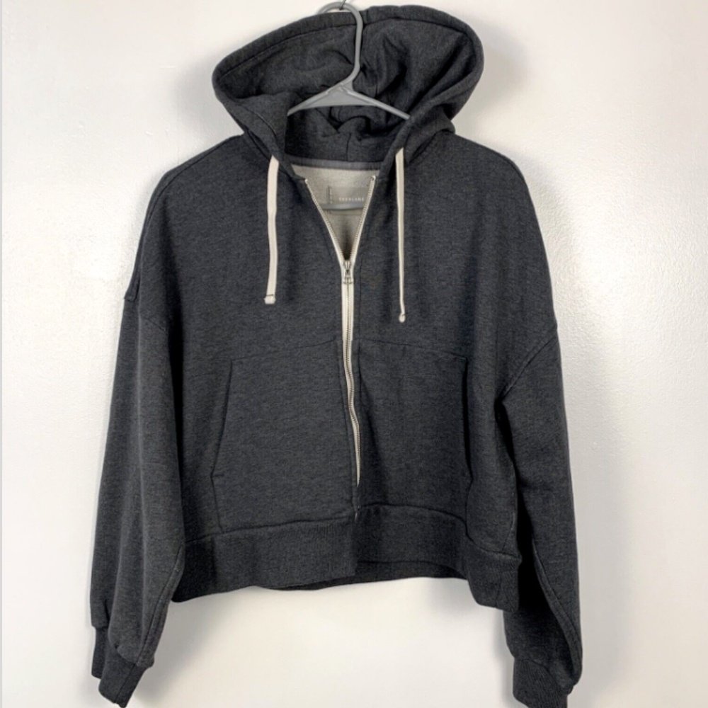 Everlane The Track Organic Cotton Hoodie Oversized Zipper Crop Medium S New